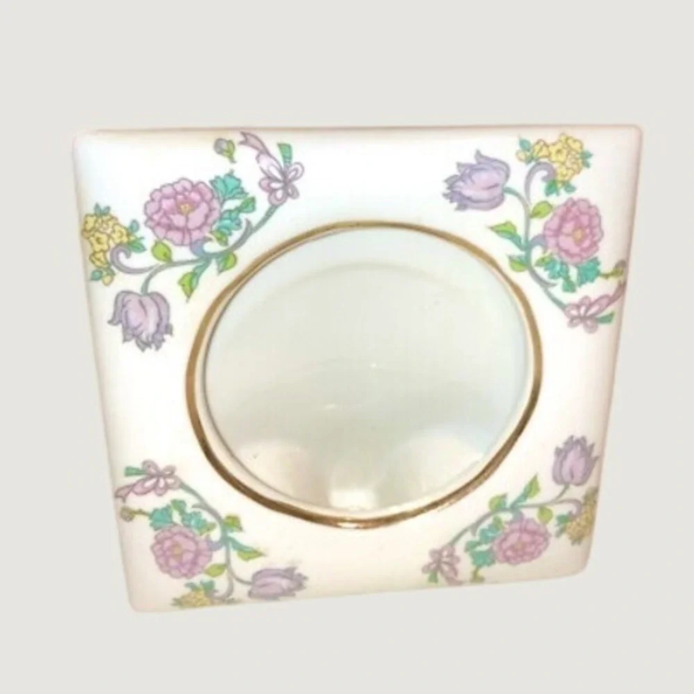 Andrea by Sadek Floral Porcelain Frame White Gold Trim Vintage Japan cottagecore